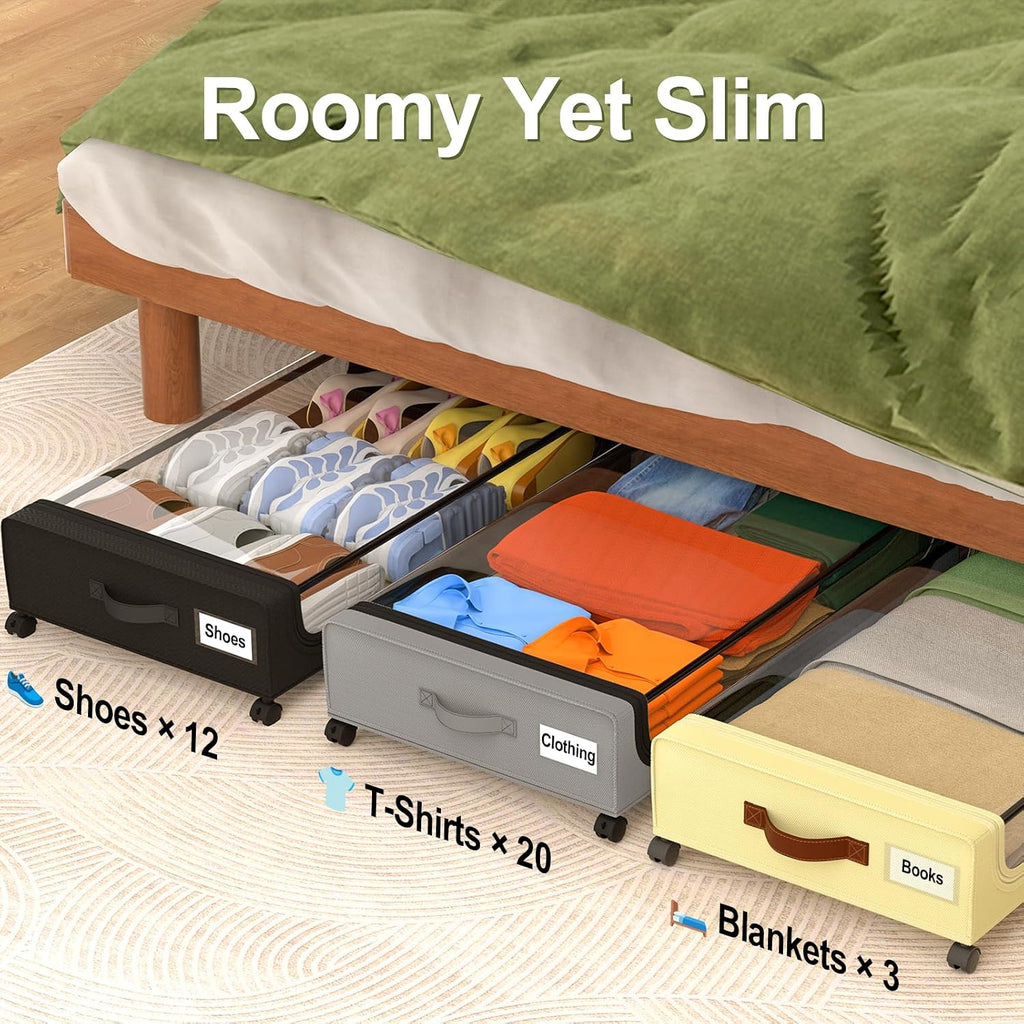 GoMaihe Under Bed Storage with Wheels 48L Grey 2-Pack