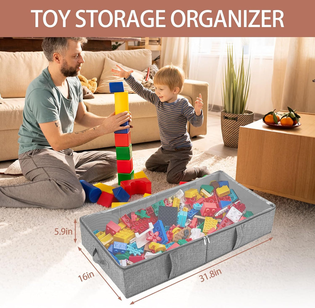 Underbed Storage Containers, 2-Pack Under Bed Toy Storage Boxes with Lids