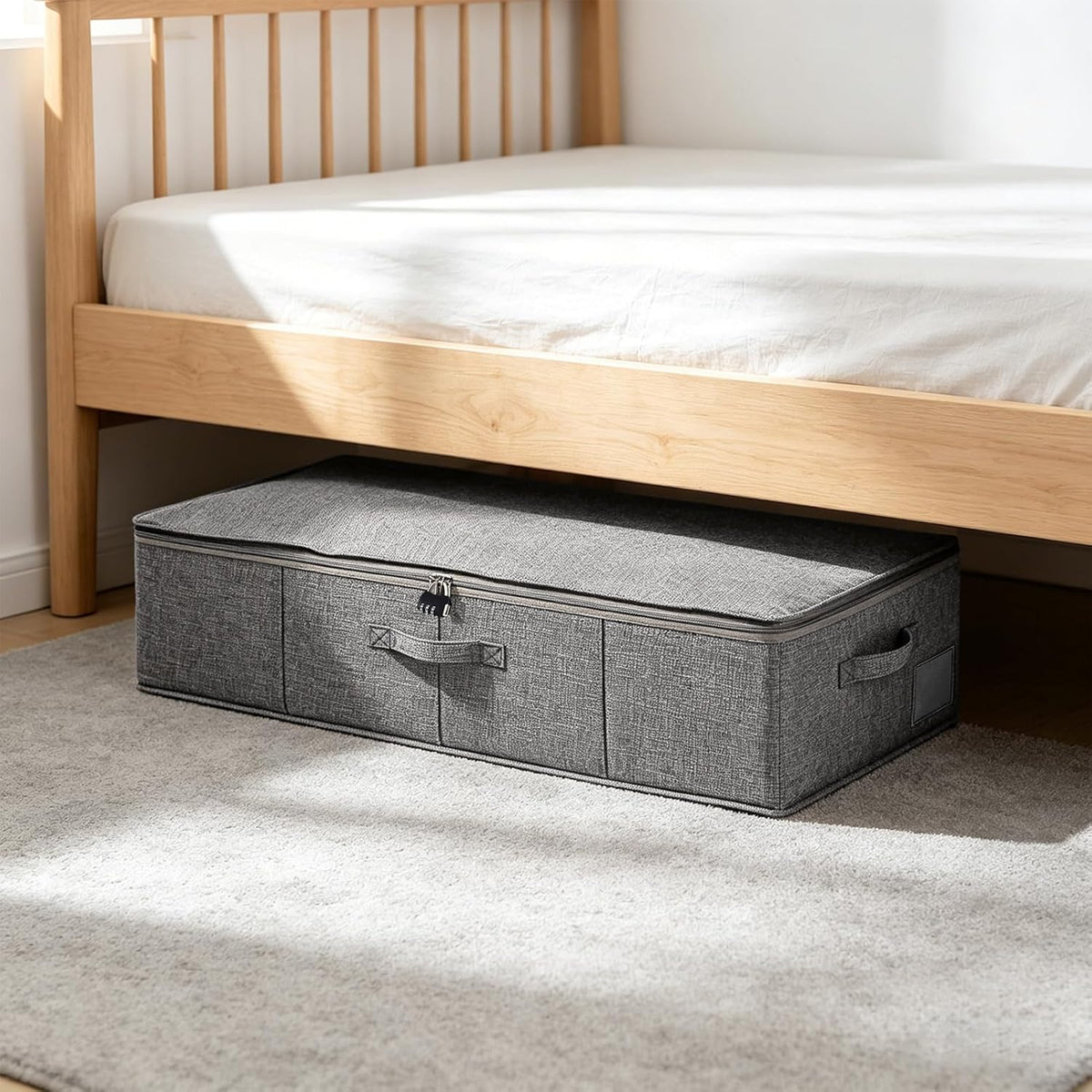 Large Lockable Toy Storage Box, Under Bed Discreet Toy Storage, Gray