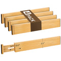Adjustable Bamboo Drawer Dividers of 8, Expandable Organizers (16.9"-22.2")