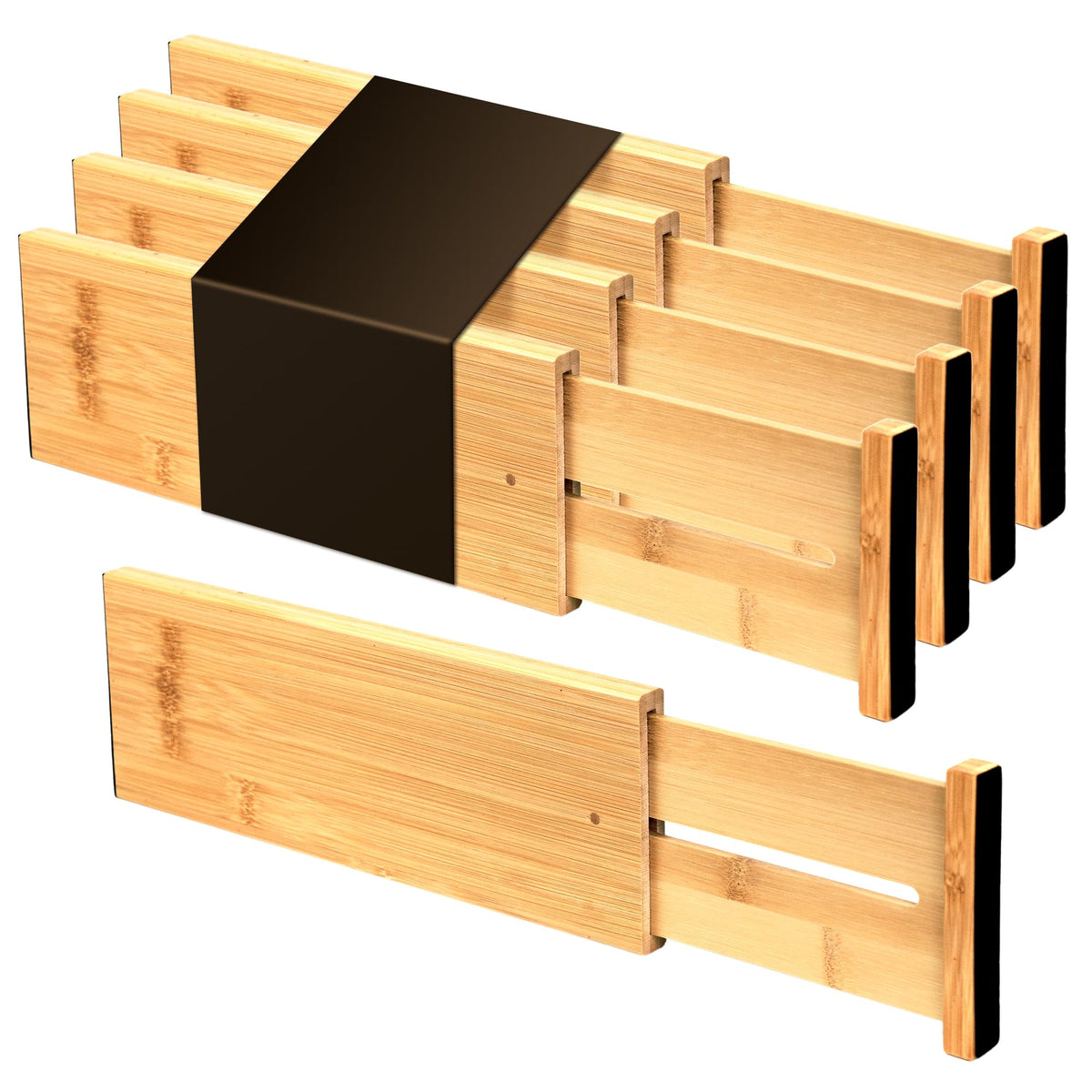 Utoplike 4 Pcs Bamboo Kitchen Drawer Dividers, Large Drawers Organizers
