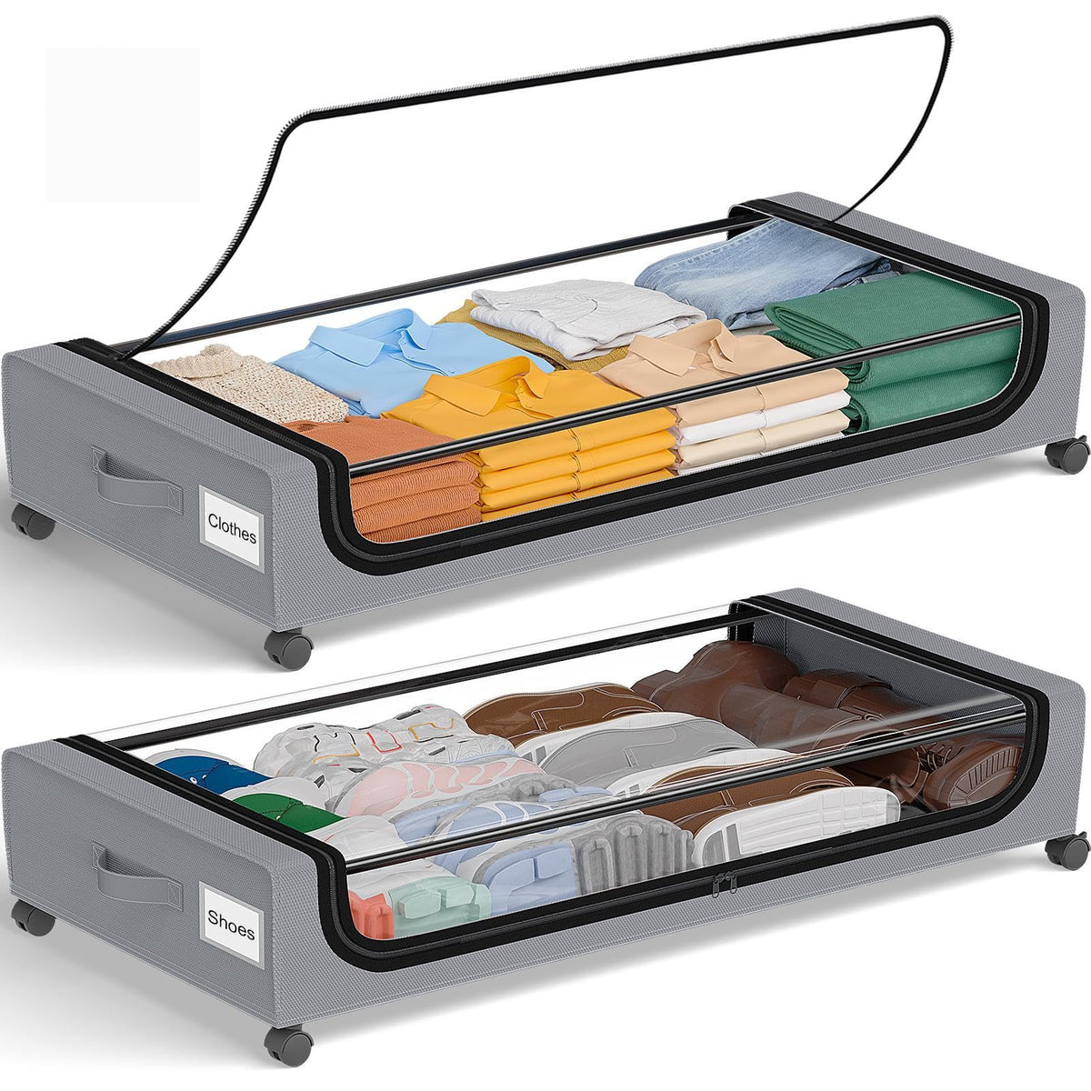 GoMaihe Under Bed Storage with Wheels 48L Grey 2-Pack