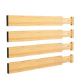 BAMEOS Bamboo Expandable Drawer Dividers – Fits 16.6"–22" Drawers, 2" High, Set of 4 | Spring-Loaded Bamboo Separator for Kitchen Island, Bathroom Vanity & Dresser Drawers