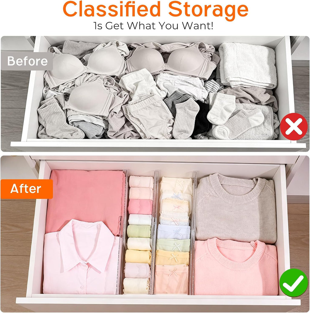 12 Pack 4" High Drawer Dividers for Clothes, 10.2"-16.5" Expandable