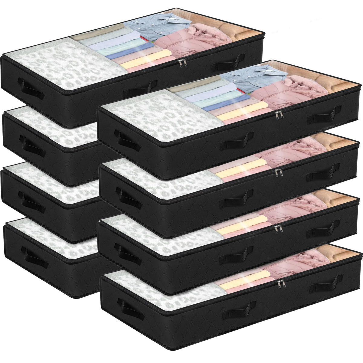 BiCINE 4 Pack Under Bed Storage, 95L Foldable Closet Containers Organizers