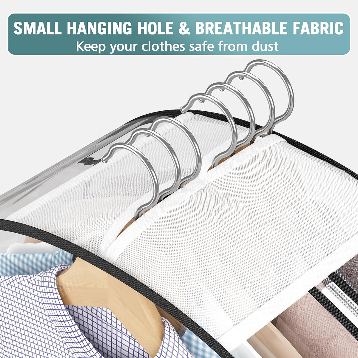 Liuoud Clear Garment Bags for Hanging Clothes 10” Gusseted, 4 Pack, 40”