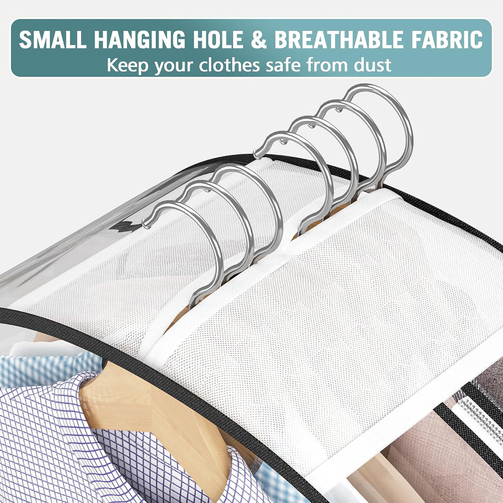 Liuoud Clear Garment Bags for Hanging Clothes 10” Gusseted, 4 Pack, 40”&50”