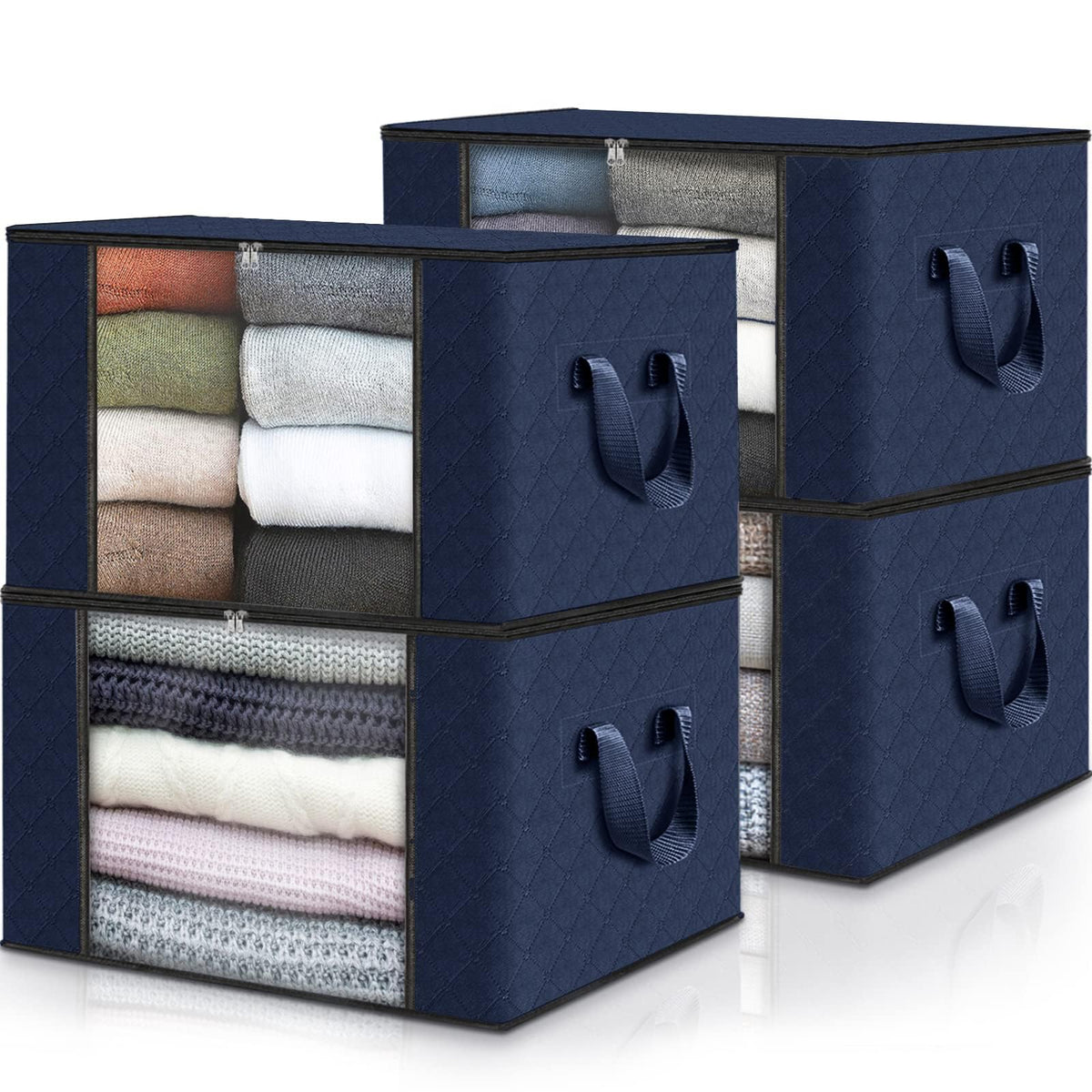 Fab totes 6 Pack Storage Bags for Clothes Blanket Storage Bins with Lids