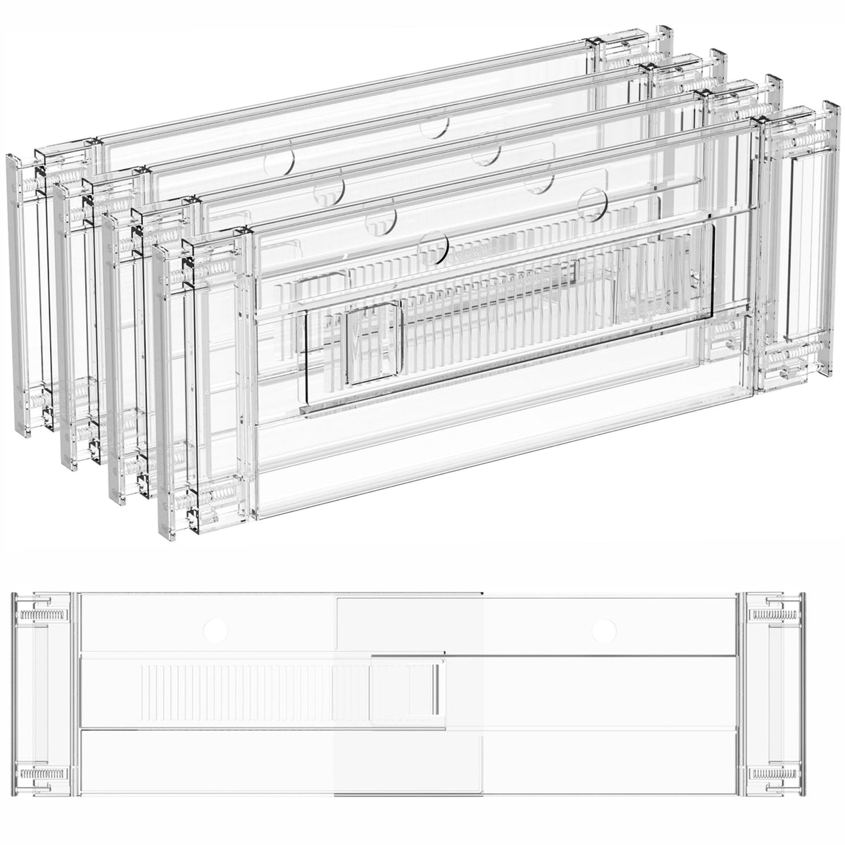 Yieach 12 Pack Clear Acrylic Drawer Divider 6 Inch High,Expandable from 14-20'',Adjustable Dresser Drawer Dividers for Baby Clothing,Underwear and Sock,Separators,Deep Drawer Separators for Kitchen