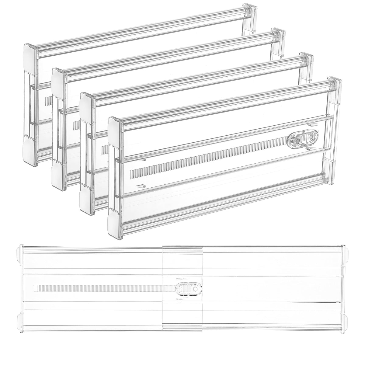 Vtopmart 4" Regular Upgrade Drawer Dividers for Clothes, 12.8"-22.3" 8 Pack