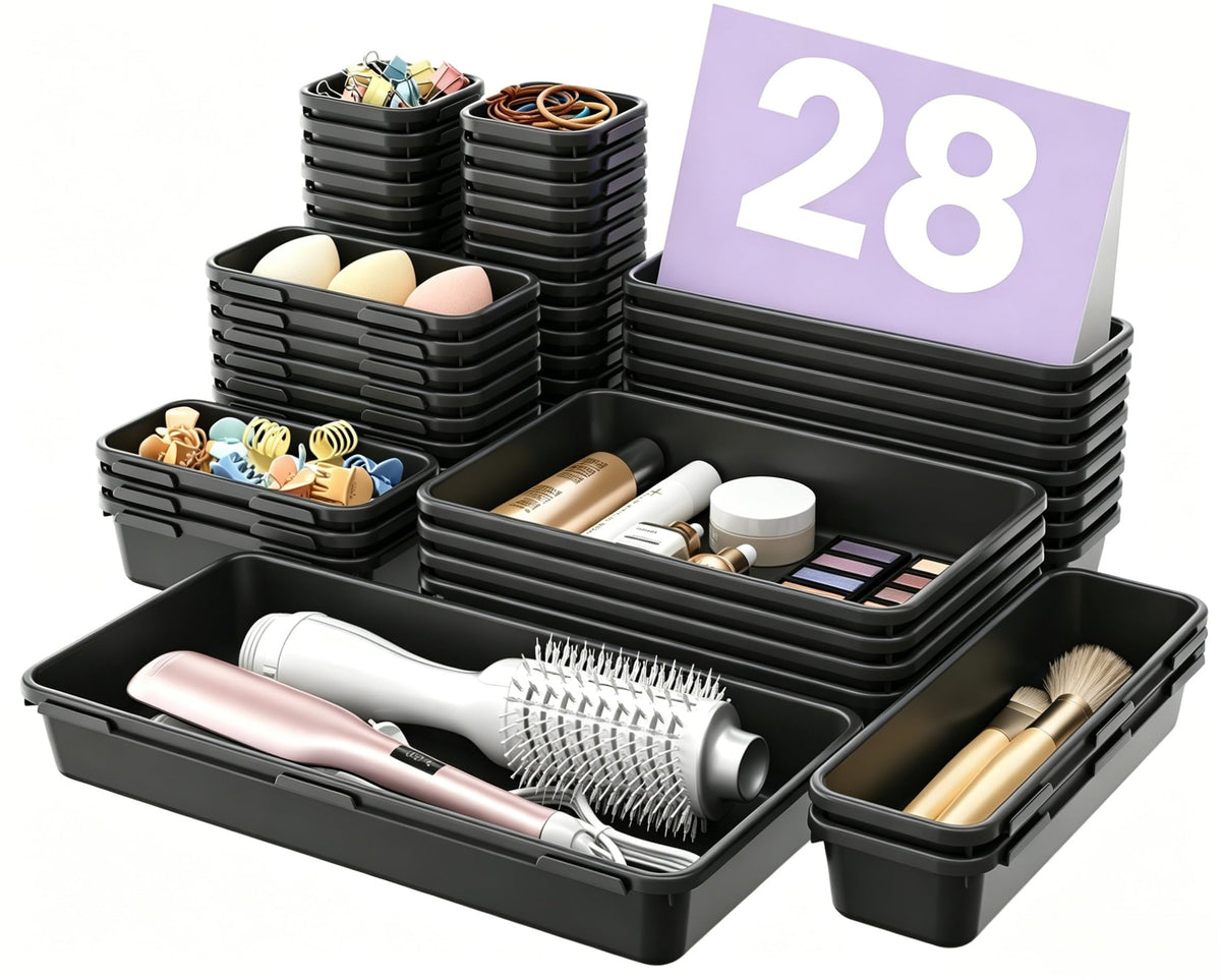 A-LuGei 【Military Grade】 Drawer Organizer for Vanity Bathroom Makeup Desk