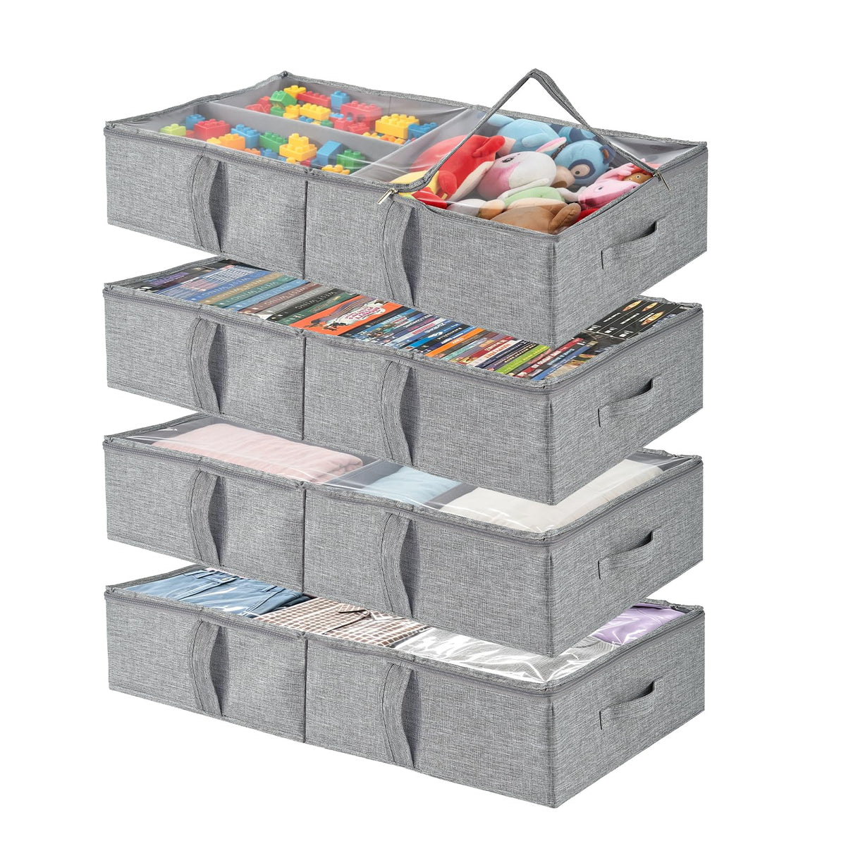 Underbed Storage Containers, 2-Pack Under Bed Toy Storage Boxes with Lids
