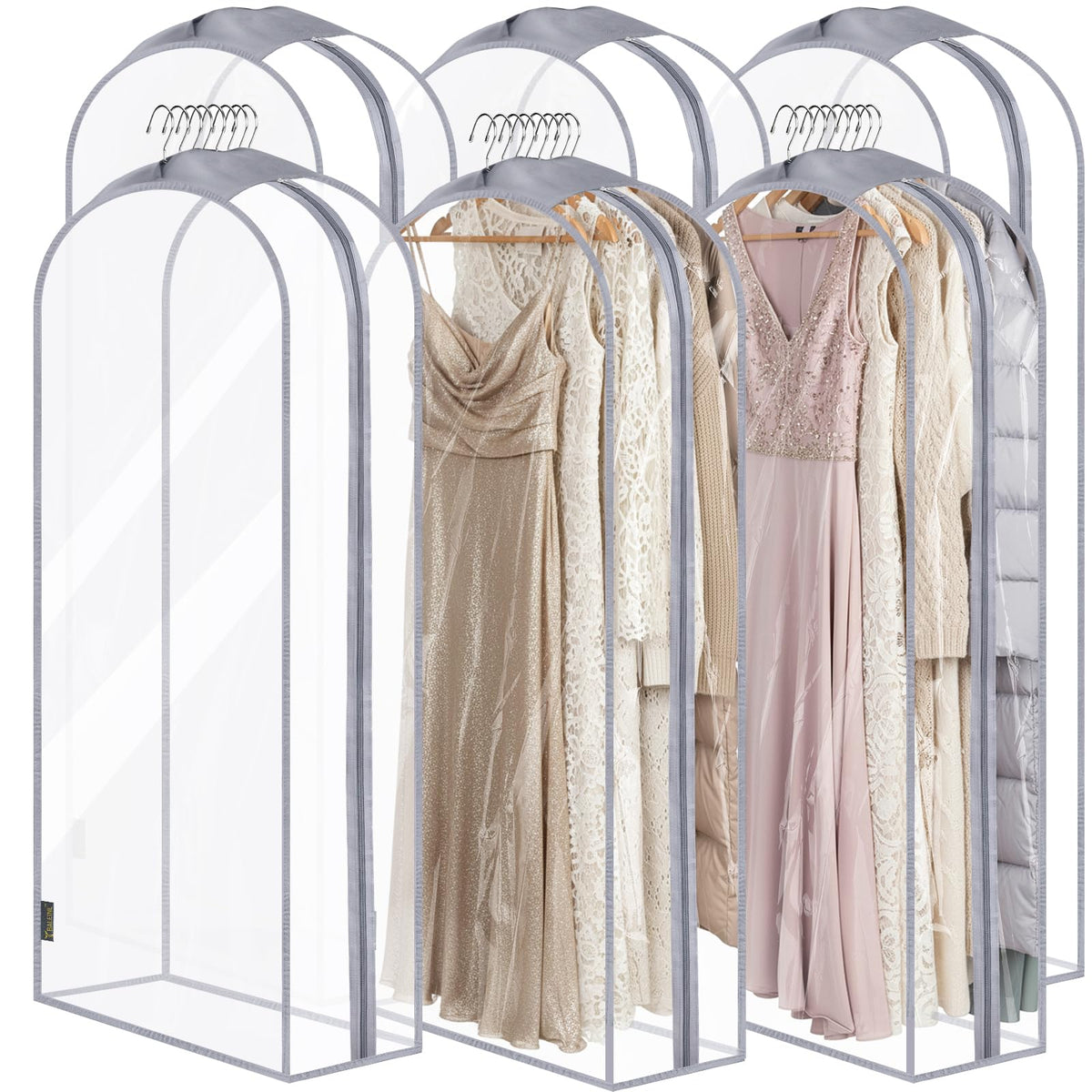 BALEINE 2PK Clear Garment Bags for Hanging Clothes, 40" Dress Suit Bag