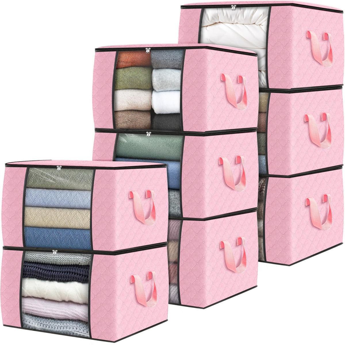 Fab totes 6 Pack Storage Bags for Clothes Blanket Storage Bins with Lids