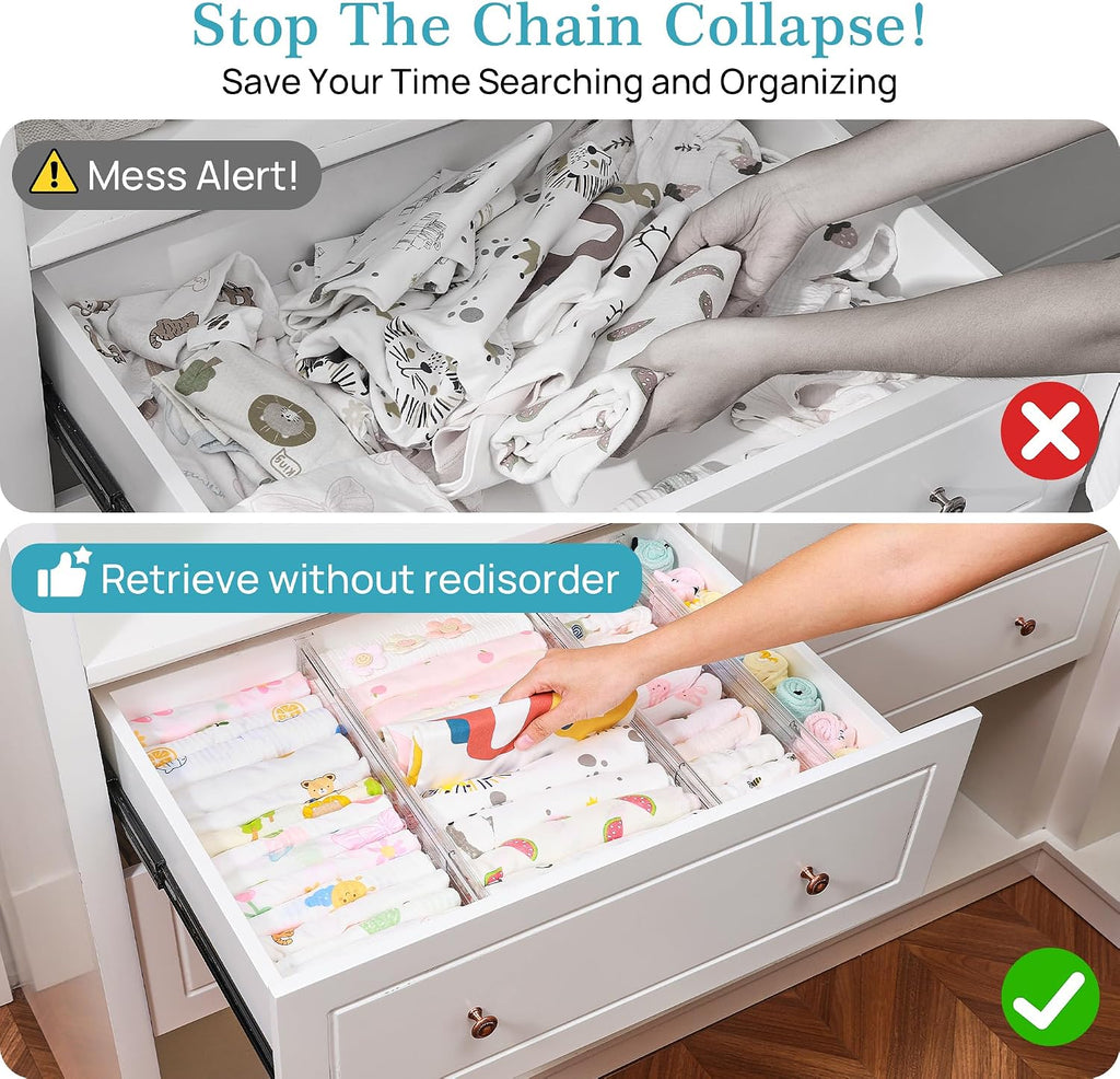 Vtopmart 4" Regular Upgrade Drawer Dividers for Clothes, 12.8"-22.3" 4 Pack