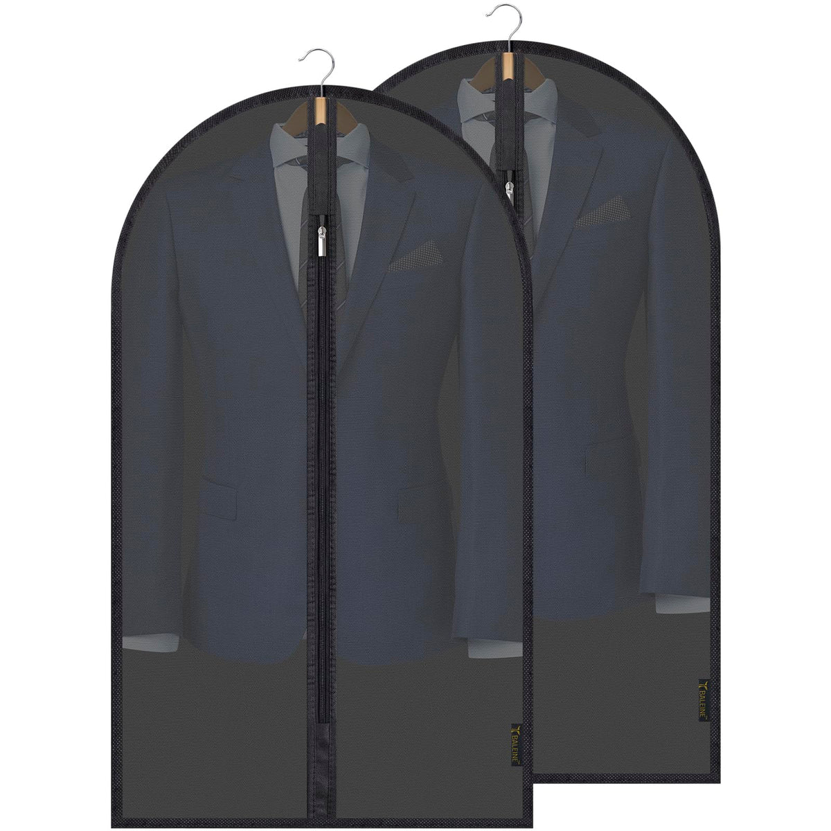 BALEINE 2PK Clear Garment Bags for Hanging Clothes, 40" Dress Suit Bag