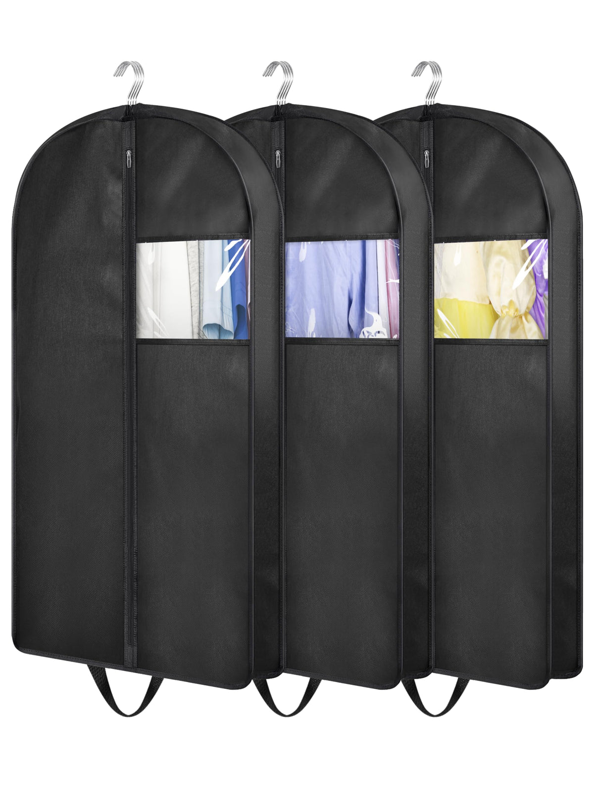 KIMBORA 43" Suit Bags for Closet Storage and Travel, Gusseted Hanging Garment Bags for Men Suit Cover With Handles for Clothes, Coats, Jackets, Shirts（3 Packs）