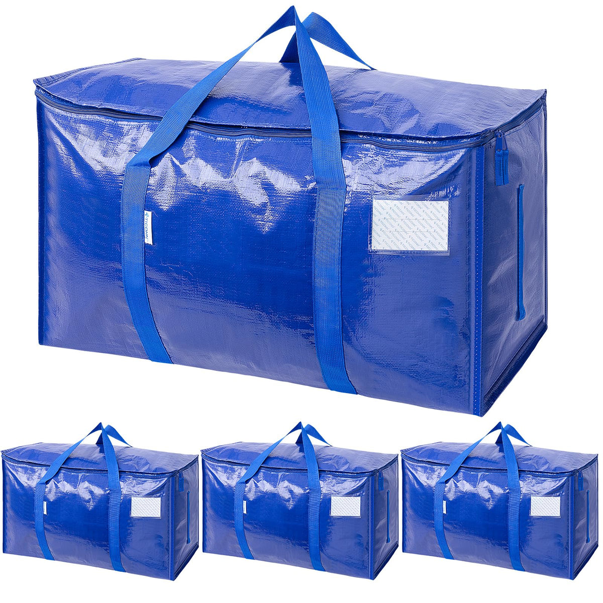 TICONN 6 Pack Extra Large Moving Bags Heavy Duty with Zippers & Carrying Handles, Durable Storage Bags Moving Boxes for Closet Organizers and Storage (6 Pack, Blue)