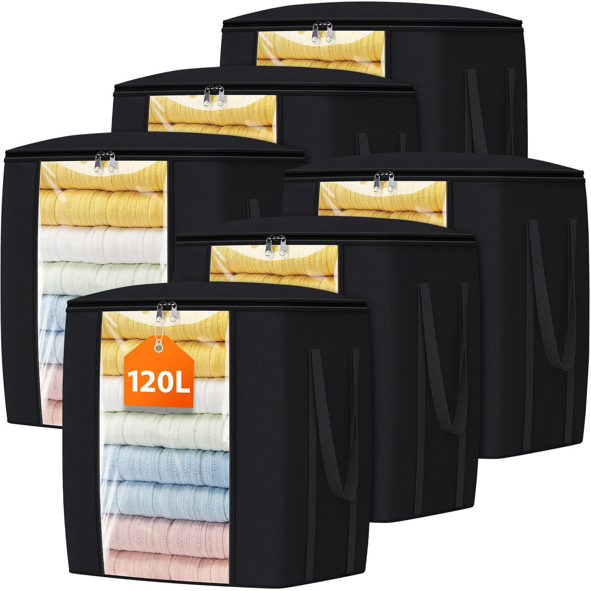 TasticTotes 120L Extra Large Blanket Clothes Storage Bags, Gray, 1 Pack