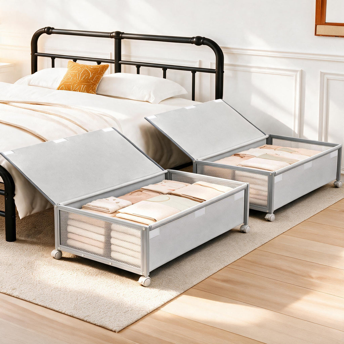 Fokyfok 2Pack Under Bed Storage Containers,12 inch Height,31 inch Long