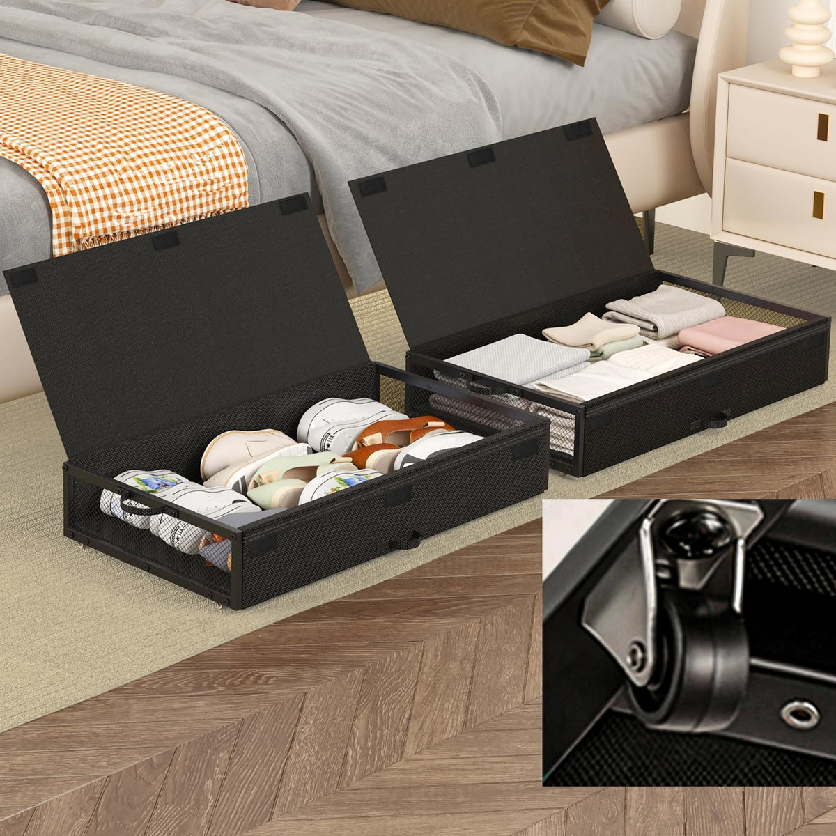 Fokyfok 2Pack Under Bed Storage Containers, 10 inch Height,31 inch Long