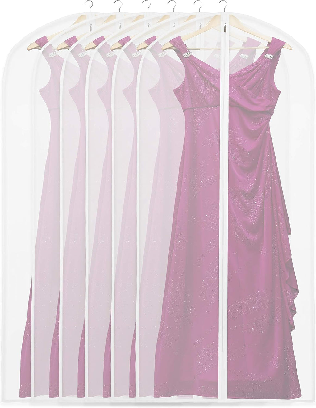 Simple Houseware 60-Inch Translucent Garment Bags with Zipper, 6 Pack