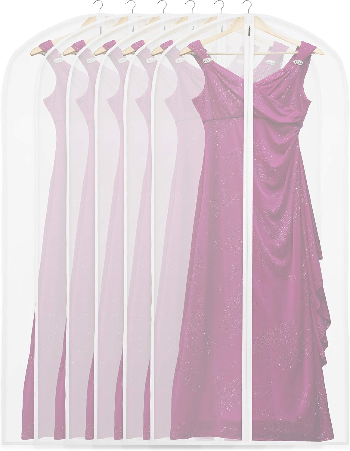 Simple Houseware 60-Inch Translucent Garment Bags with Zipper, 6 Pack