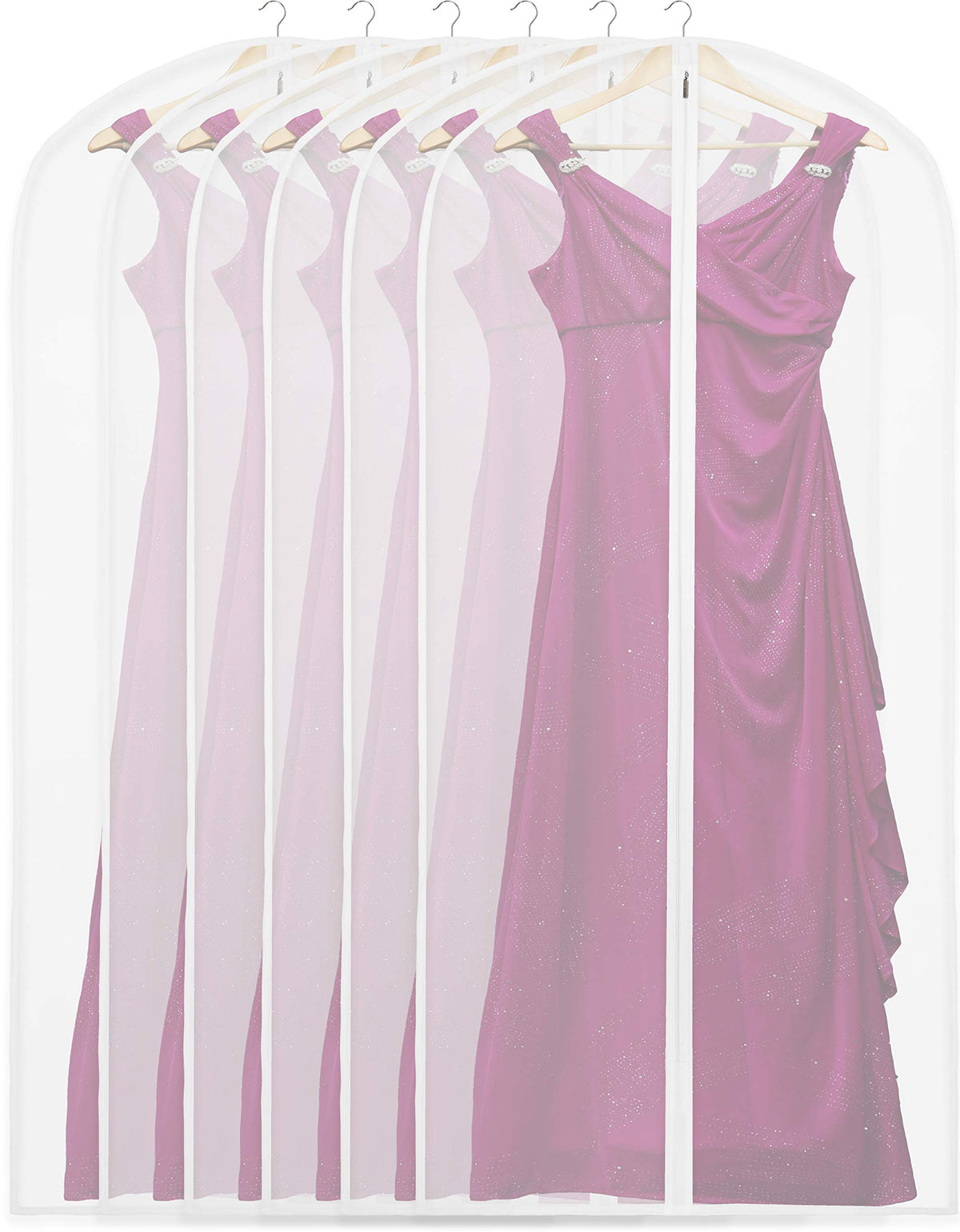 Simple Houseware 60-Inch Translucent Garment Bags with Zipper, 6 Pack