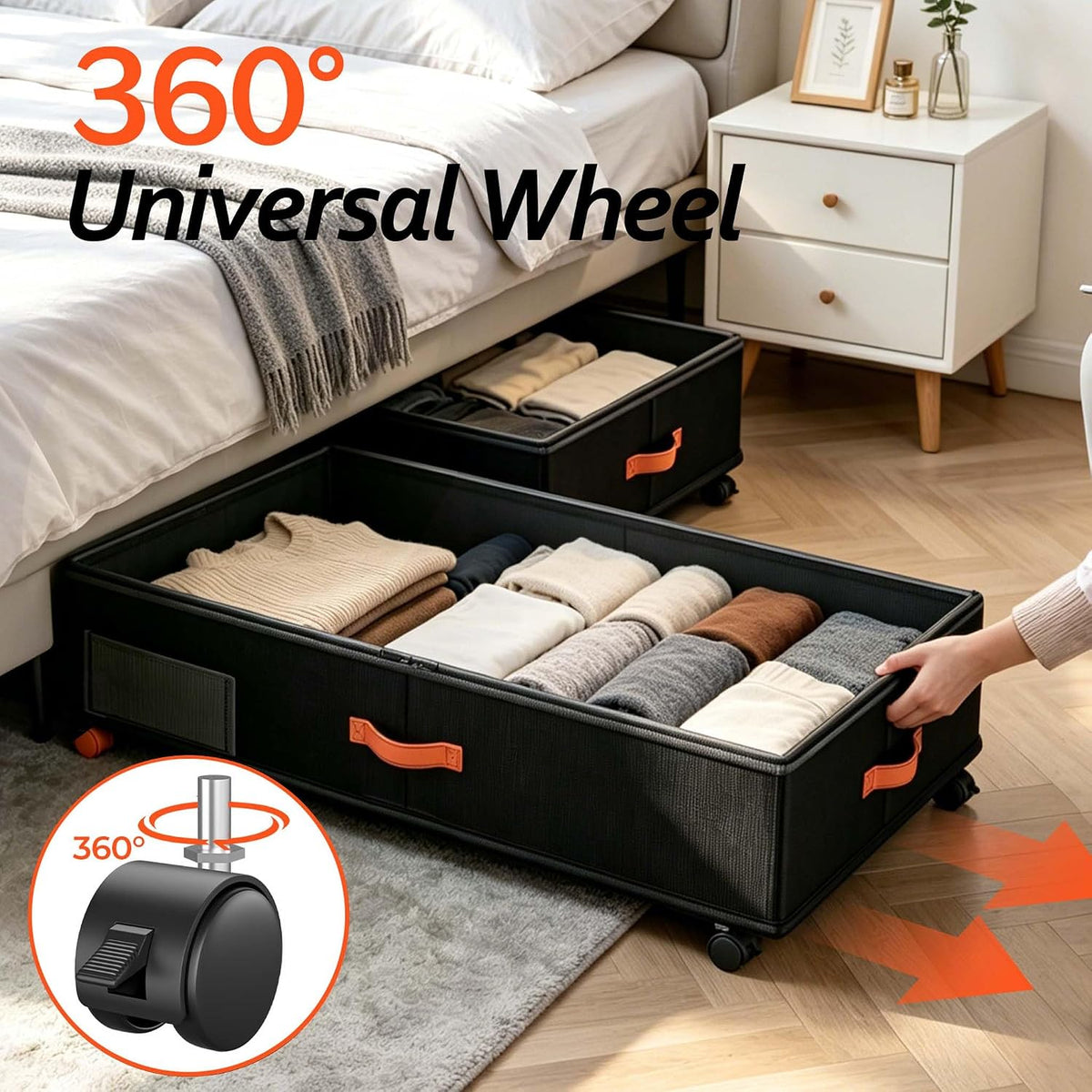 66L 2-Pack ,Under Bed Storage with Wheels , 30" L x 16" W x 7.5" H