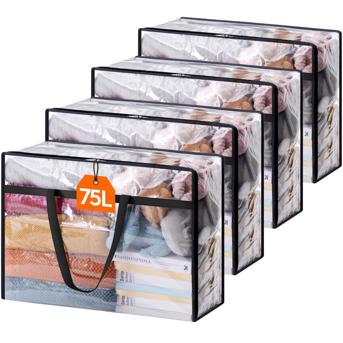 Lifewit 45L Clear Clothes Storage Bags,Plastic Foldable Blanket Storage Bag