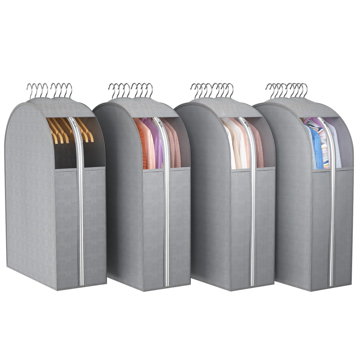 Liuoud Clear Garment Bags for Hanging Clothes 10” Gusseted, 4 Pack, 40”