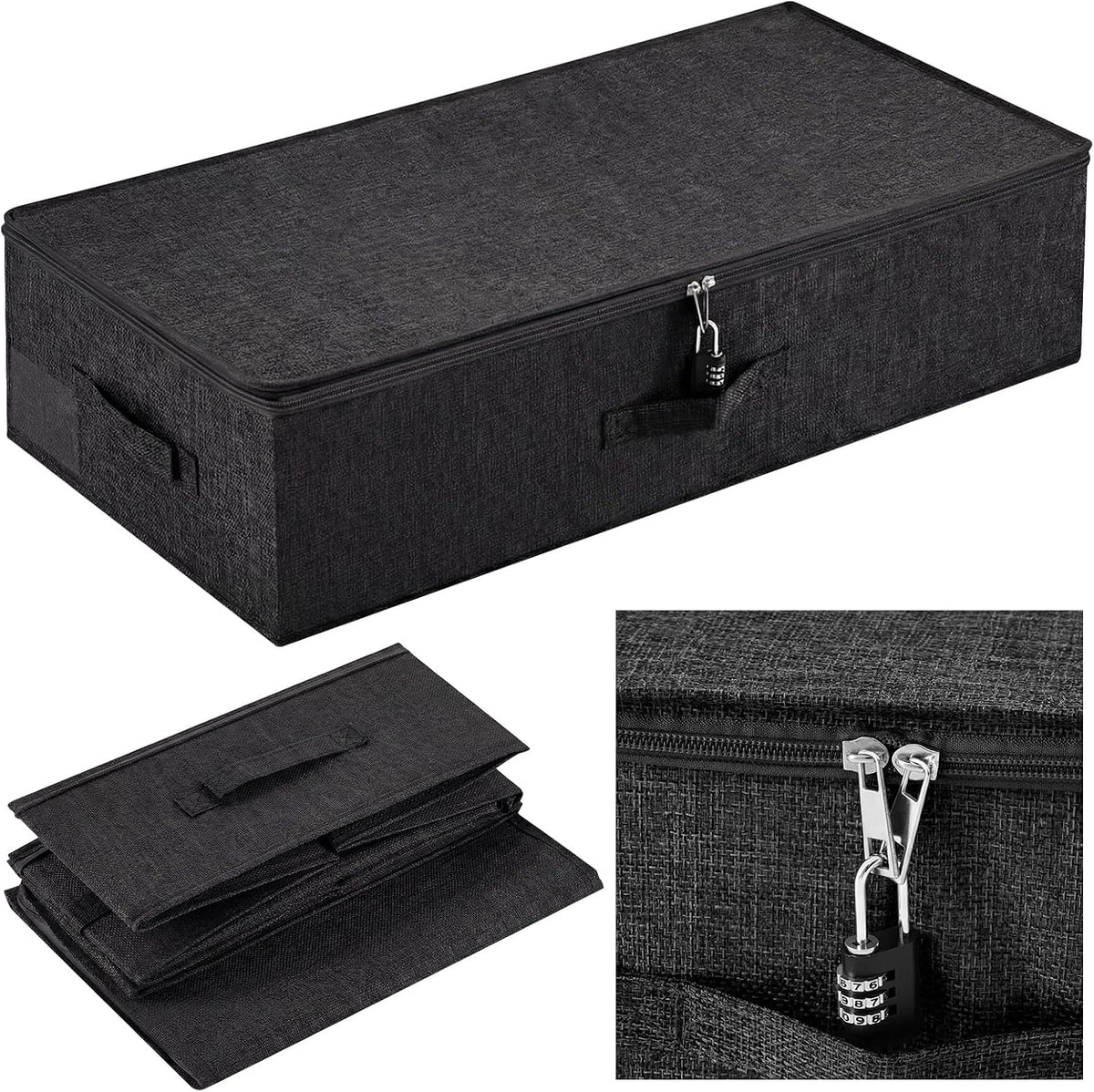 Briwooody 29.9 x 15 x 6.7in Discreet Lockable Under Bed Storage Bag,Black