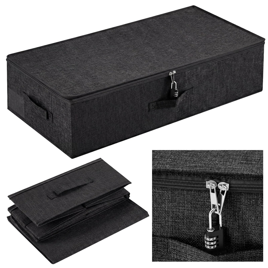 Briwooody 29.9 x 15 x 6.7in Discreet Lockable Under Bed Storage Bag,Black
