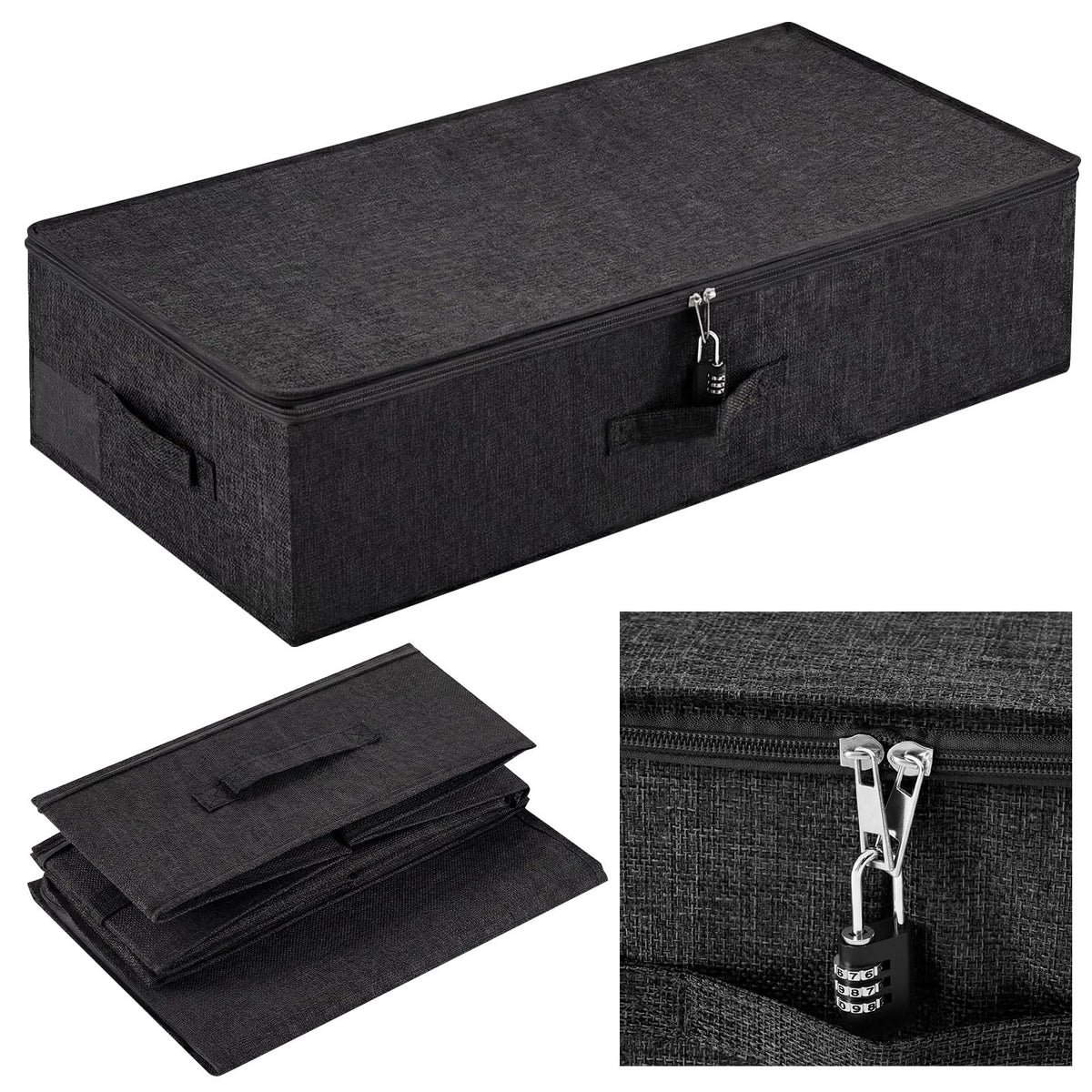Briwooody 29.9 x 15 x 6.7in Discreet Lockable Under Bed Storage Bag,Black
