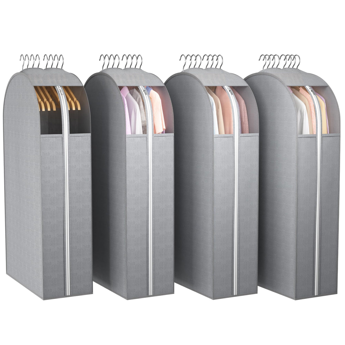 Liuoud Clear Garment Bags for Hanging Clothes 10” Gusseted, 4 Pack, 40”