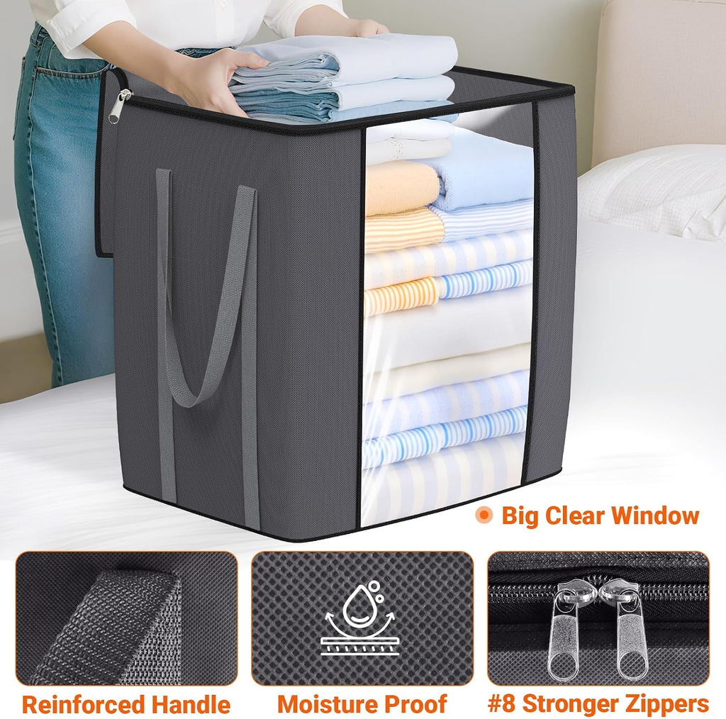 TasticTotes 120L Extra Large Blanket Clothes Storage Bags, Gray, 1 Pack