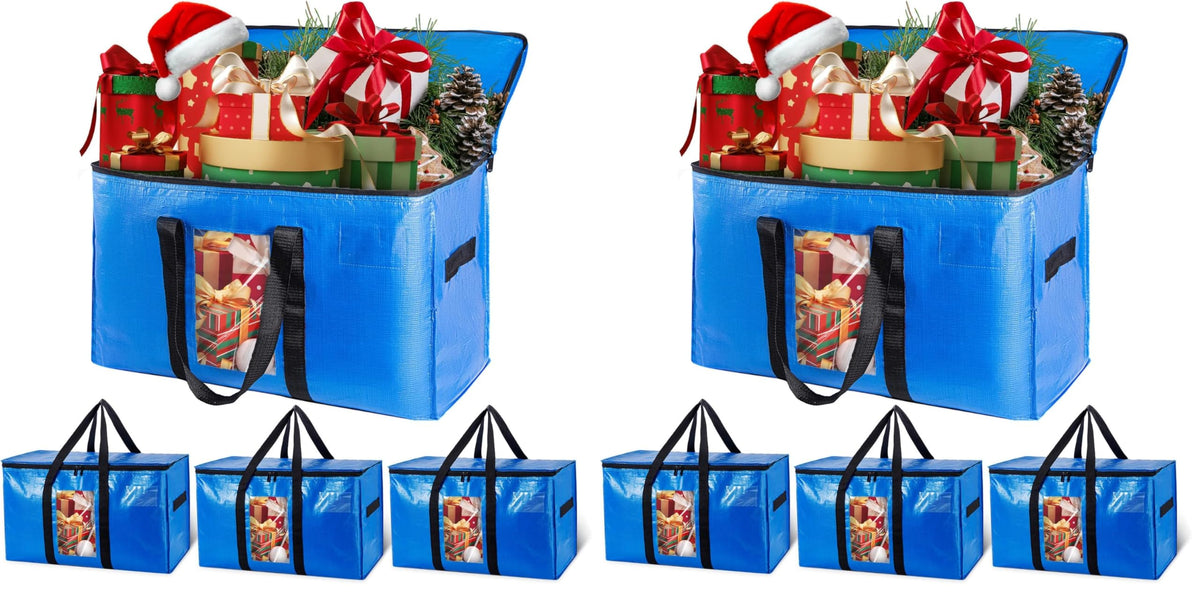 TAILI 4 Pack Blue Extra Large Moving Bags,Storage Bags with Visible Window