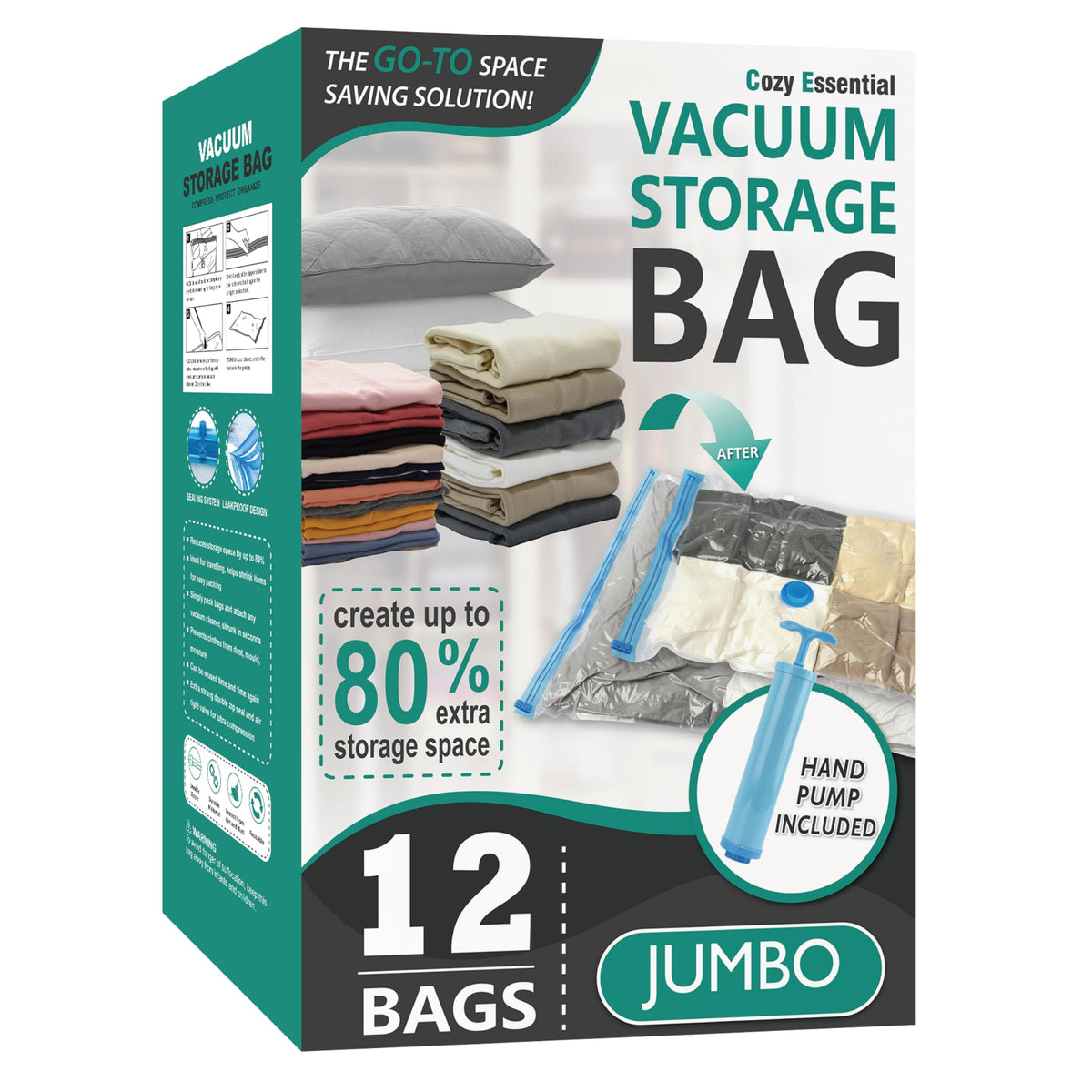 Vacuum Storage Bags with Hand Pump, Vacuum Seal Space Saver Bags,20 Combo