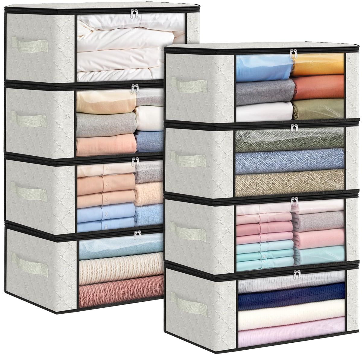 Fab totes 6 Pack Storage Bags for Clothes Blanket Storage Bins with Lids