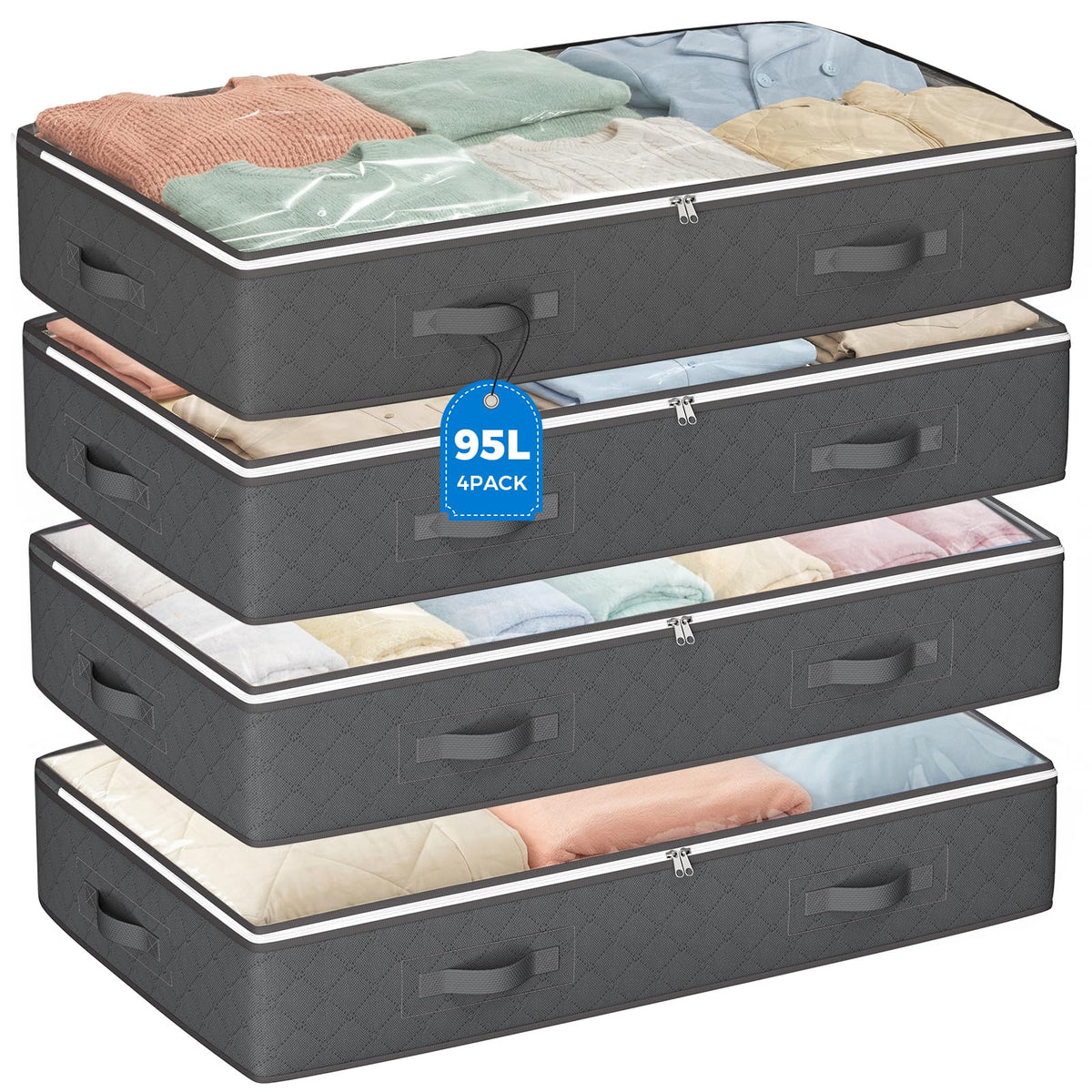 Budding Joy Under Bed Storage Containers, Storage Bins with Clear Lids