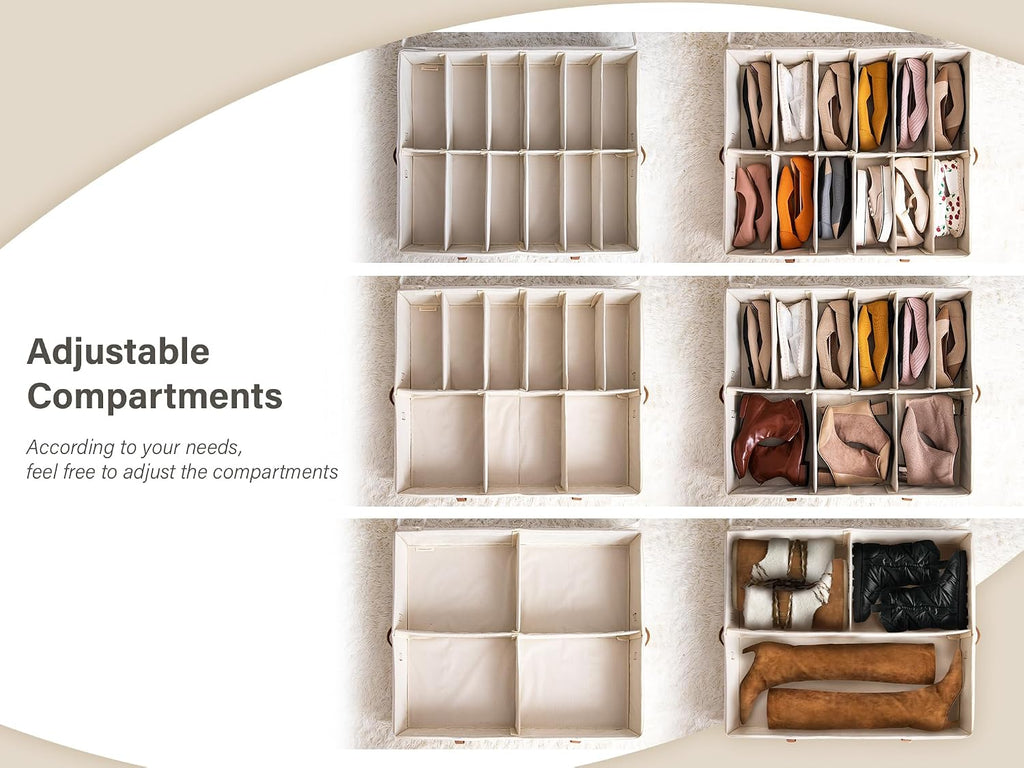 StorageWorks 2-Pack 24-Pair Under Bed Shoe Storage Organizer, Beige