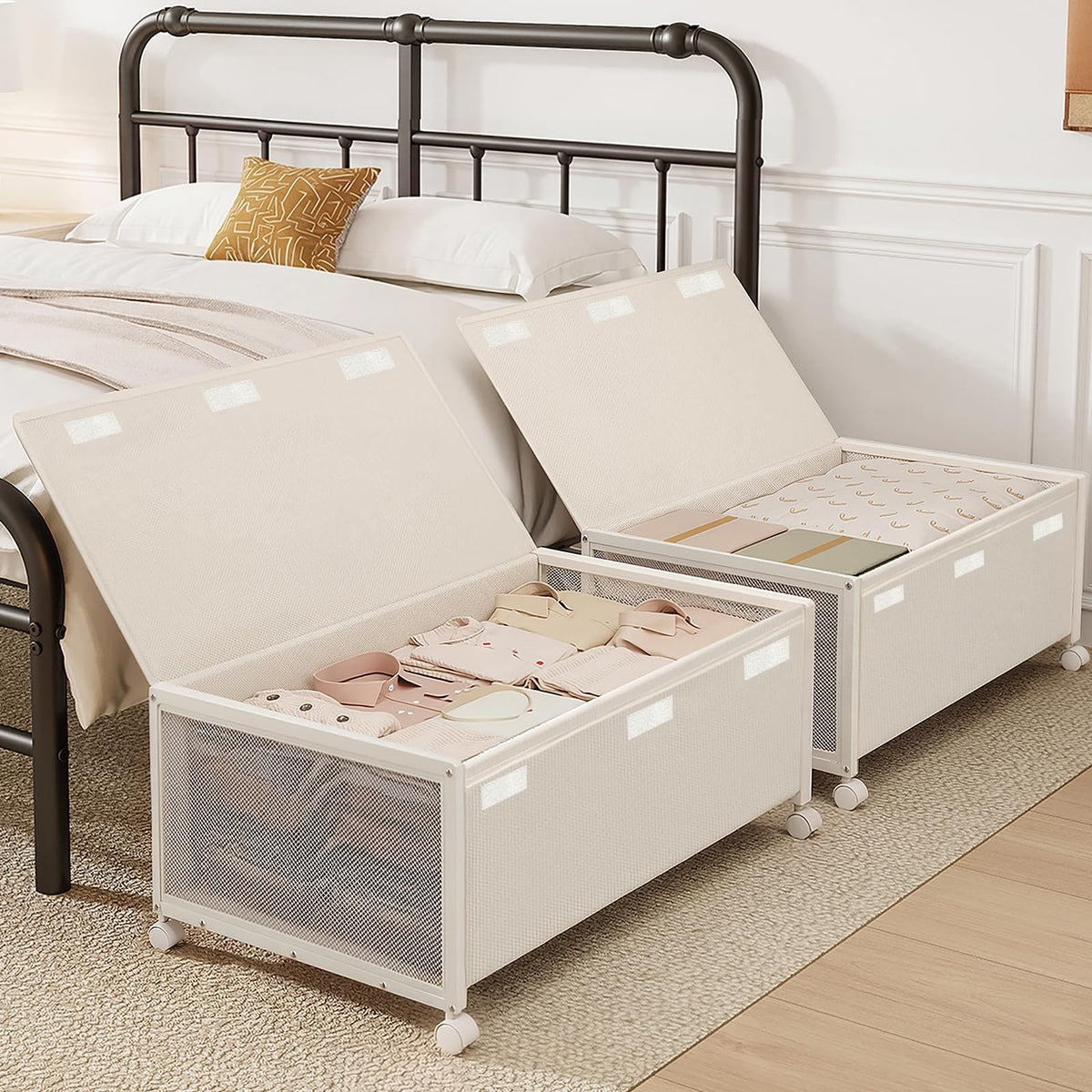 Fokyfok 2Pack Under Bed Storage Containers, 10 inch Height,31 inch Long