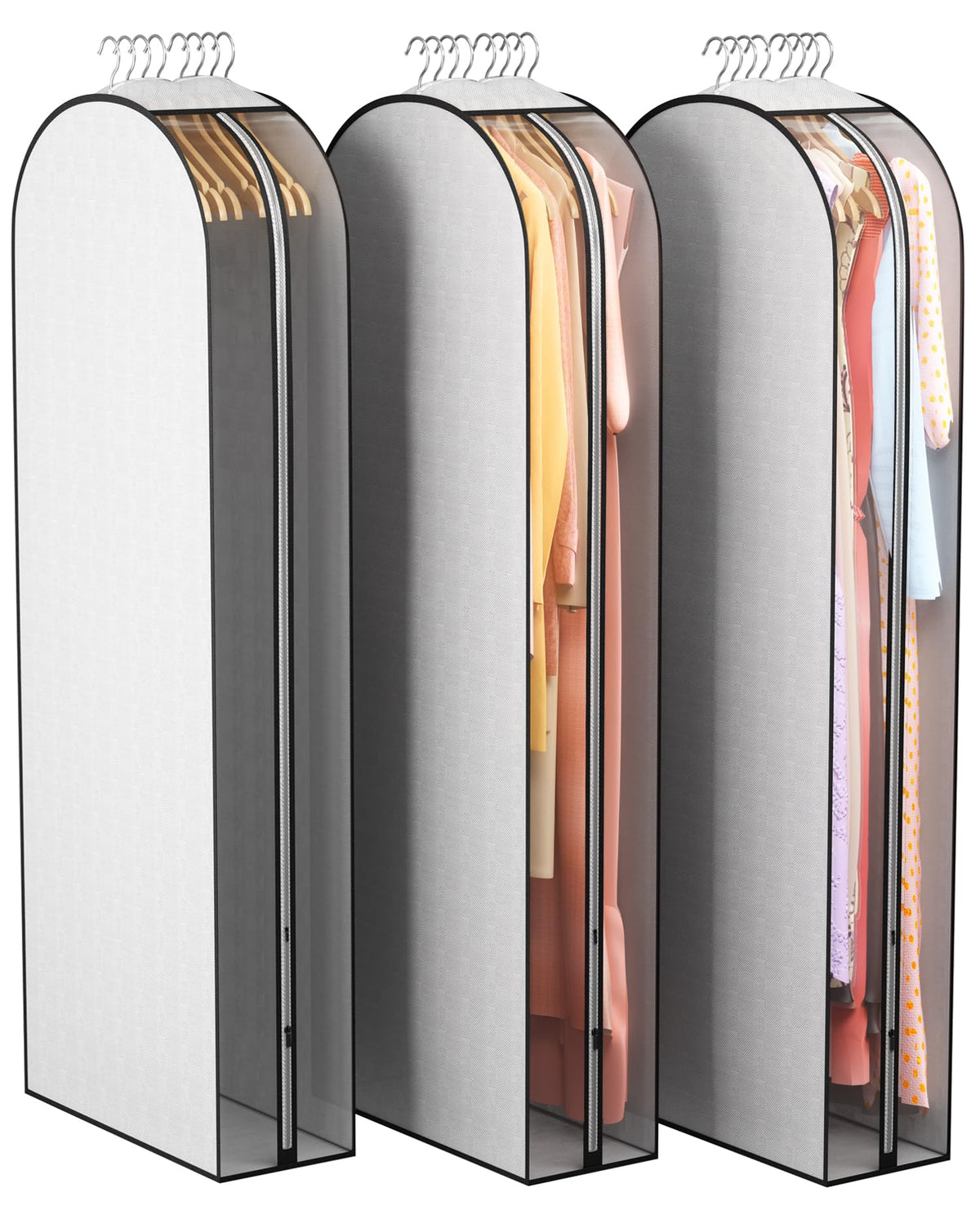 Liuoud 10" Gusseted Garment Bags for Hanging Clothes, 40", 3 Pack