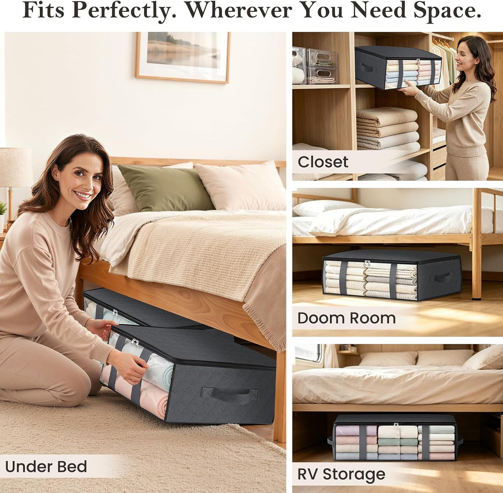 StorageRight Under Bed Storage Bags, 3 Pack, 40L, Gray