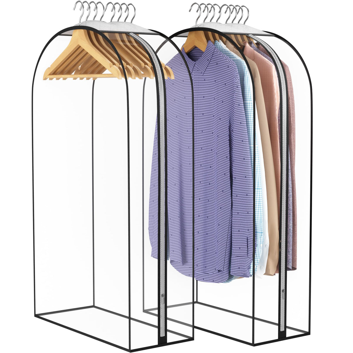 Liuoud Clear Garment Bags for Hanging Clothes 10” Gusseted, 6 Pack, 40”