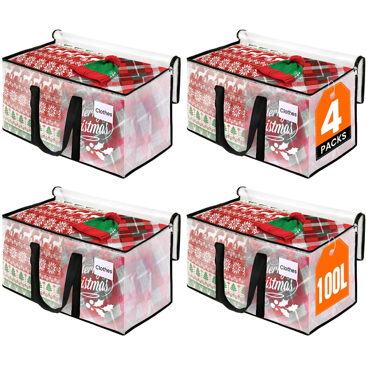 RoomHacks Moving Bags, Heavy Duty Large Storage Bags, 88L, 6 Pack, Clear