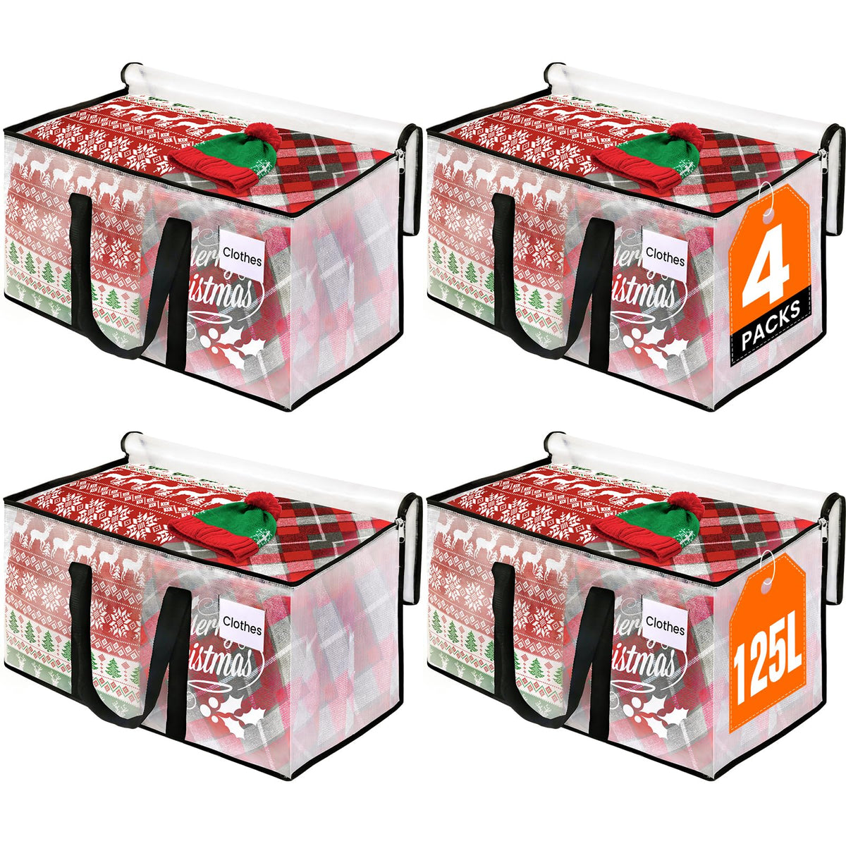 RoomHacks Moving Bags, Heavy Duty Large Storage Bags, 88L, 6 Pack, Clear