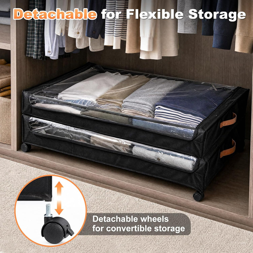 92L Extra Large Under Bed Storage with Wheels, 39.4" Extra Long Storage Box