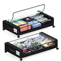 Under Bed Storage with Wheels, 2 Pack Under Bed Storage Containers with Clear Lids, XXL 65L Under Bed Storage Organizer, Rolling Under Bed Metal Drawer for Blanket, Clothes, Shoes (31 x 17 x 6.69 in)