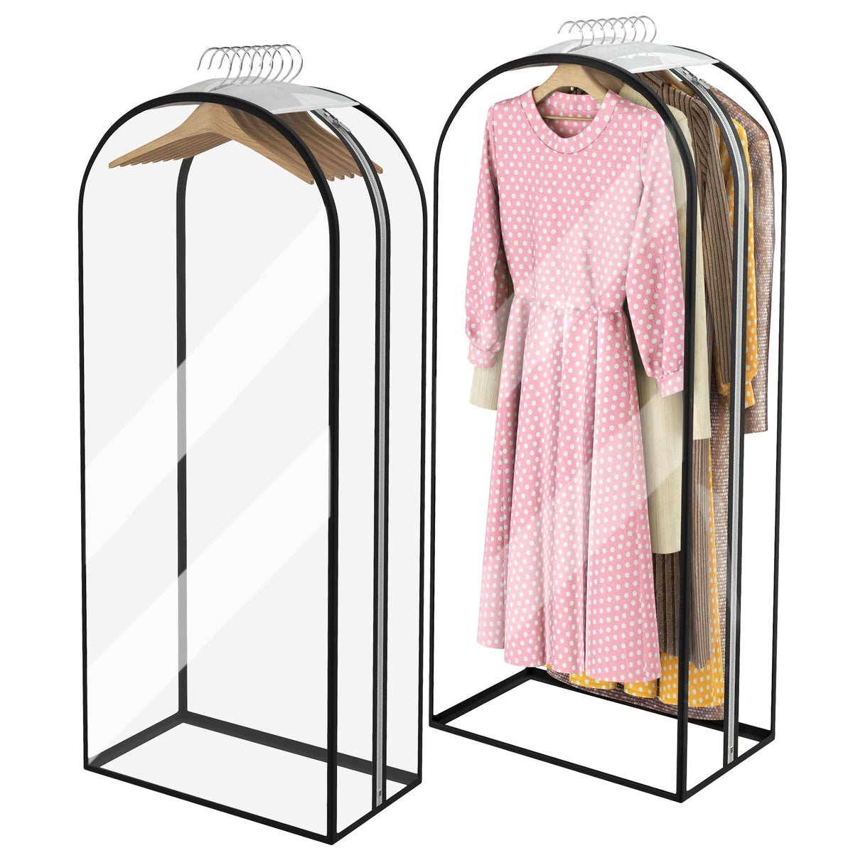 Garment Bags for Hanging Clothes 40” Long, Ultra Clear Suit Bags for Closet Storage, Moving Organization, Travel Covers with 10" Gussets for Coat, Dress, Shirt and Sweater - 2 PCS